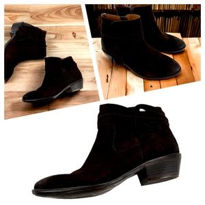 Sofft Tamala Fringe Tassel Ankle Boot Distressed Brown Suede Comfort Western 8.5